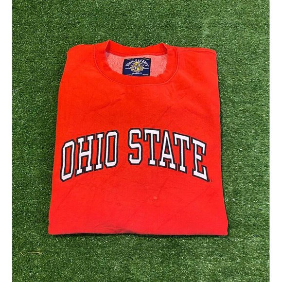 Vintage Steve and Barry's Ohio State Buckeyes spell out crewneck medium red - Picture 1 of 9